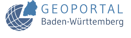 Das Bild zeigt das Logo des Geoportals Baden-Württemberg mit einem stilisierten Globus und einer Karte von Baden-Württemberg.
