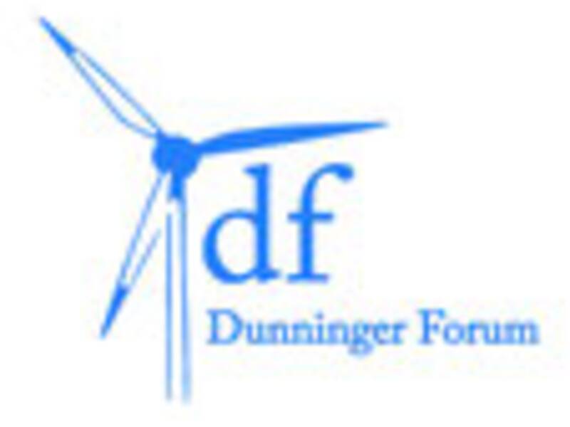Das Bild zeigt ein Logo mit einem blauen Windrad neben den Buchstaben "df" und dem Text "Dunninger Forum".
