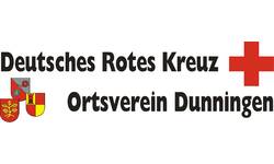 Das Bild zeigt das Logo des Deutschen Roten Kreuzes Ortsverein Dunningen mit zwei Wappen und einem roten Kreuz.